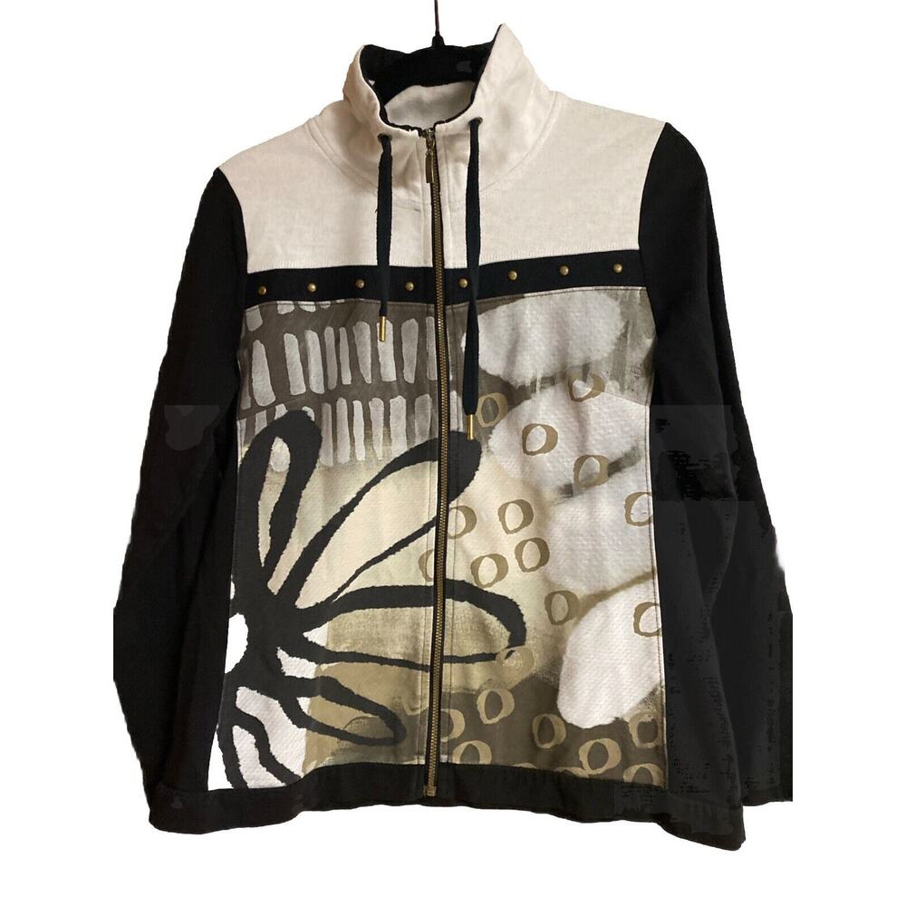 Simply Art by DOLCEZZA Printed Full Zip Front Jacket Art to Wear Multicolor Sz S